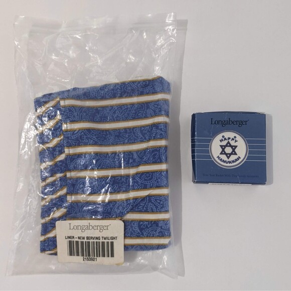 New Longaberger Hanukkah Set Serving Liner Twilight & Basket Tie On Ornament - Picture 2 of 12